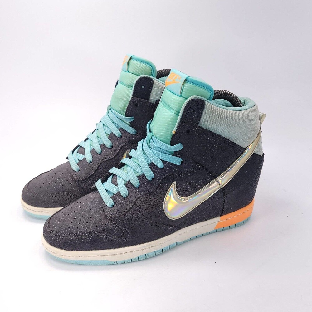 Nike Women's High-Top Athletic Sneakers in Black, Teal & Orange
